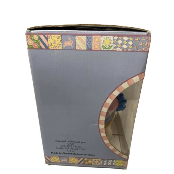 Easter Bunny Rabbit Glass Ball Polymer Clay White Pink Flowers Figure Décor 8" - Picture 8 of 13